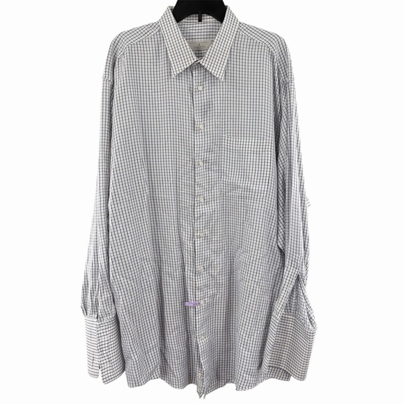 Ermenegildo Zegna White Windowpane Dress Shirt Mens 18.5 47 Pocket French Cuff - Picture 2 of 9